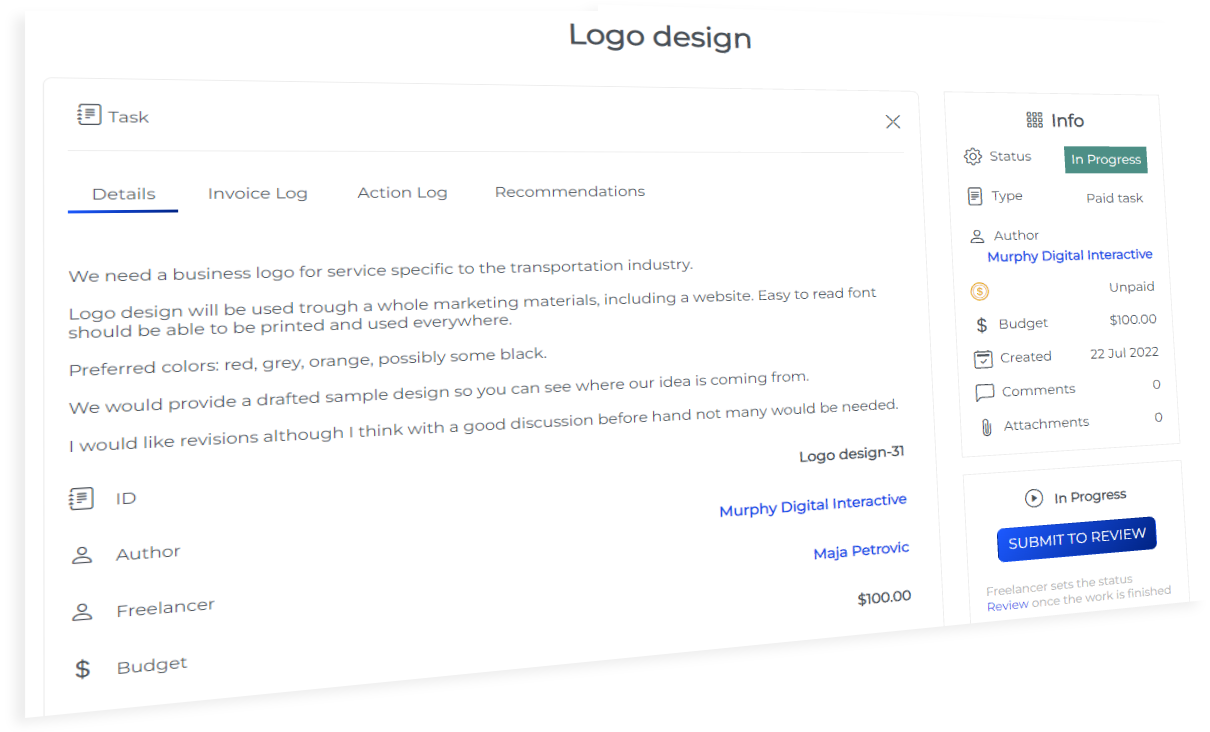 freelance task overview image